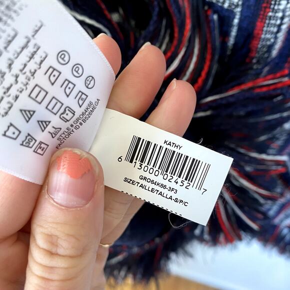 BCBGMaxazria Kathy Striped Boucle Fringe Sweater Dress Size Small - Picture 7 of 8